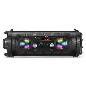 Bluetooth Speaker A28 Portable Wireless Stereo Bass Subwoofer Karaoke Party Speakers with RGB LED Light Support FM Radio TF Card (Color: black, Ships From: China)