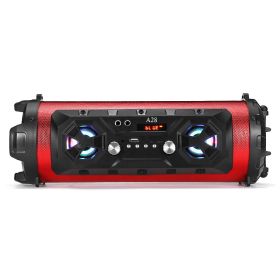 Bluetooth Speaker A28 Portable Wireless Stereo Bass Subwoofer Karaoke Party Speakers with RGB LED Light Support FM Radio TF Card (Color: Red, Ships From: China)