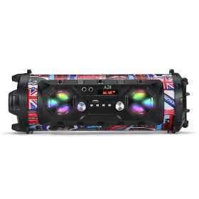 Bluetooth Speaker A28 Portable Wireless Stereo Bass Subwoofer Karaoke Party Speakers with RGB LED Light Support FM Radio TF Card (Color: Graffiti, Ships From: China)