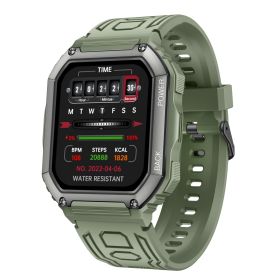 KR06 Sanfang smart watch Bluetooth call Heart rate Blood pressure Blood oxygen monitoring Outdoor exercise step counting (colour: Military green)