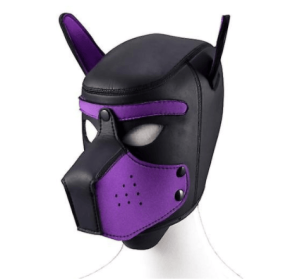 Dog Masque With Ears Soft Rubber Animal Dog Masks Full Head Puppy Masque (Color: Purple)