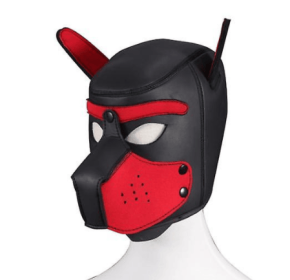 Dog Masque With Ears Soft Rubber Animal Dog Masks Full Head Puppy Masque (Color: Red)