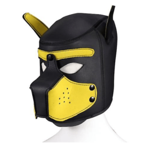 Dog Masque With Ears Soft Rubber Animal Dog Masks Full Head Puppy Masque (Color: Yellow)