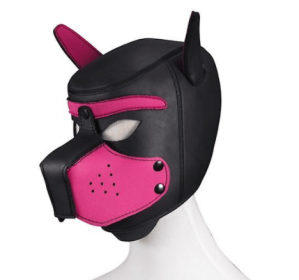 Dog Masque With Ears Soft Rubber Animal Dog Masks Full Head Puppy Masque (Color: rose red)