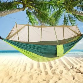 Camping Hammock with Net with 440 lb Capacity - Lightweight Camping Hammock Chair - Double or Single Size with Tree Strap and Included Carry Bag (Color: Green)